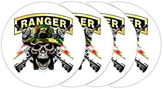 Army Ranger skull Wood Coasters with Cork Back Set of 4-Piece Cup Place
