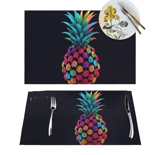 4 sets de table ananas en PVC lavable et antidérapant pour salle à manger - 2