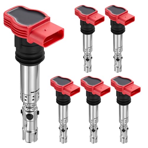 Image of 6-Pack UF483 Ignition Coils Compatible with Audi A4 A4 Quattro 2002-2006, Compatible with A6 A6 Quattro 2002-2005, V6 3.0L - Replaces 06C905115M 06C905115A GN10444 06C905115D