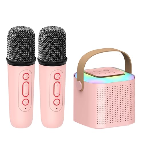 Karaoke 2 Microfonos, Microfono Karaoke para Niños y Adultos, Portátil Karaoke con luz LED y Efectos de Cambio de Voz, Altavoz Bluetooth Portátil para Fiestas en Casa/Regalos/Juguetes