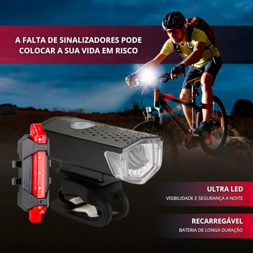 Lanterna E Farol Bicicleta Luz Ultra Led Resistênte A água