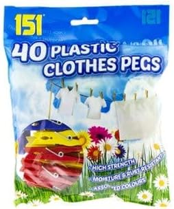 NIL Pack of 48 Multicoloured Plastic Laundry Traditional Dolly Clothes Line Pegs 151, Pack of 10