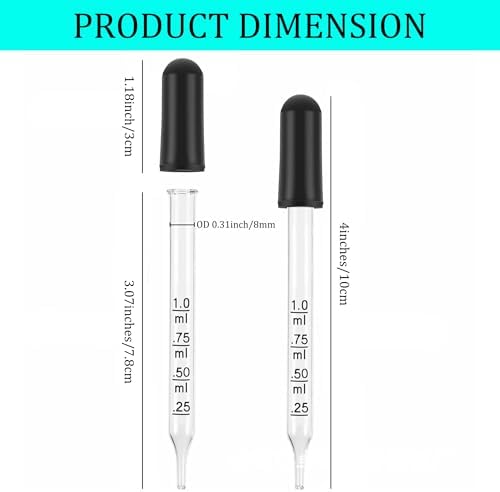 AOMI 오일용 유리 점안기, 오일용 1ml 유리 드롭 피펫 10개 — 사진 2
