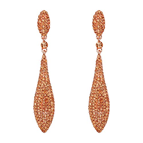 Clearine Damen Böhmisch Boho Kristall Blume Vine Blatt Statement Halskette Dangle Ohrringe Schmuck Set Champagner Farbe Gold-Ton