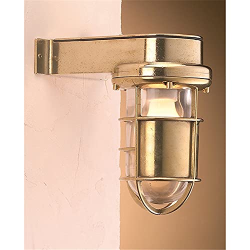 Licht-Erlebnisse Wetterfeste Außenwandleuchte aus Messing Glas IP55 Schiffslampe Laterne Haus Hof Balkon Eingang