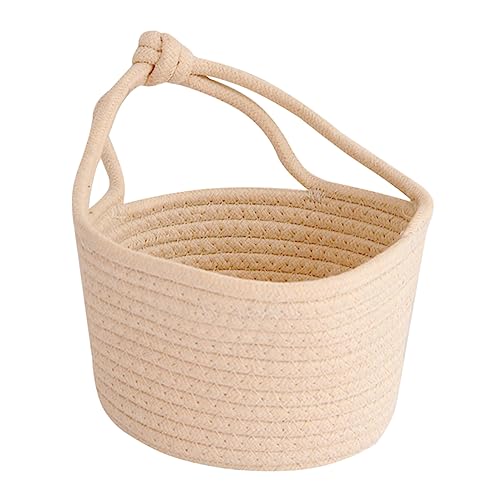 PRETYZOOM Woven Hanging Basket Cotton Rope Storage Basket Large Wicker Lid Sundries Organizer for Home