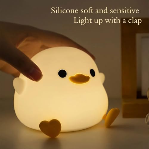 Image of IFTHFOUR DoDo Duck Night Light, LED Cute Silicone Dimmable Nursery Lamp, Rechargeable USB-C Bedside Touch Sensor Lamp, RGB & Warm White Light for Kids, Bedrooms, Dorm Decor, and Gift Ideas(Charging)