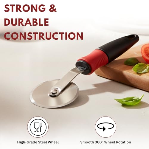 Image of Royal Stainless Steel Pizza Cutter for Kitchen, Premium Cutter for Smooth Cutting of Sandwich, Paratha, Chapati, Wheel Type Cutter Blade, Food Grade Pizza Cutter with Sharp Blade