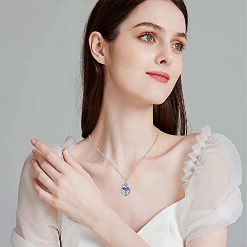 Collier pendentif queue de sirène violet en argent 925 pour enfants