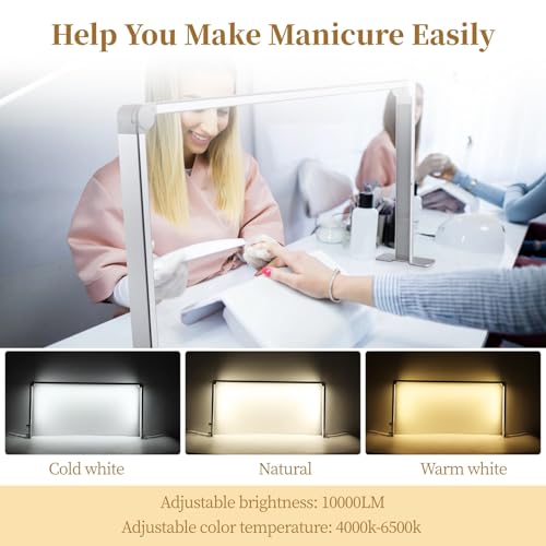 Luz de mesa de unhas dobrável – luz de unhas para mesa, moldura de LED quadrada para manicure lâmpad