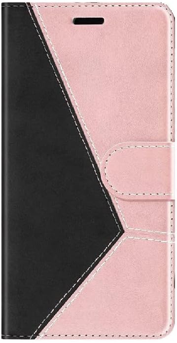 TELETEL Tango Series Premium Vegan Leather Flip Cover with Card & Cash Wallet Case | Magnetic Closure (Pink Black Dual Shade) for Poco M4 5G