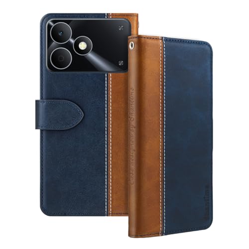 Shantime ���U�[�t���b�v�P�[�X OPPO Realme Note 80 4G �Ƃ̌݊������� �J�[�h�z���_�[�t�� RFID�u���b�N �}�O�l�b�g�L�b�N�X�^���h �X�����t�B�b�g �r�W�l�X�ی�J�o�[(�u���[)