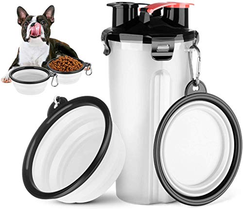 ZLDM Portable Collapsible Dog Bowl,large Capacity Water Bottle for Dogs,pet Water and Food Dual Purpose Cup Dog Water Bottles Travel (White)