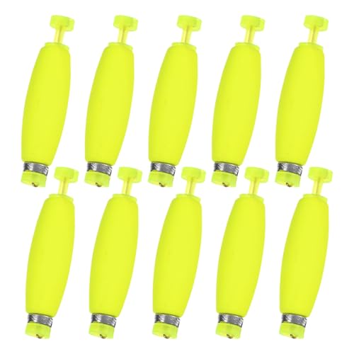 M METERXITY 10-Pack Fishing Bobbers Floats, 2 Inch EVA Foam Weighted Bobbers for Crappie/Bluegill/Trout Bass/Catfish, Clip-on Floats Slip Corks Floaters Strong Buoys [Yellow]