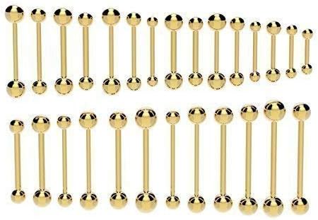 Vault 101 Limited Gold Barbell - 1.2mm (16g) x 8mm with 4mm Balls