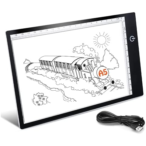 A5 Mini Light Box,Tracing Light Box Painting Pads 3 Brightness Drawing Board for Diamond Painting, Artists, Sketching, Painting, Animation,X-ray Viewing Cover
