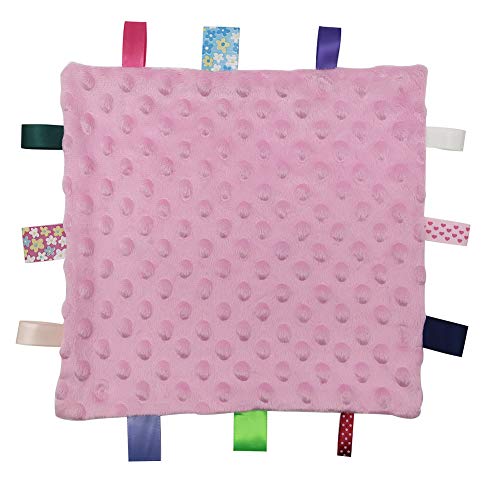 Image of Inchant Pink Tags Blanket for Baby Girl, Soft Plush Security Comforter Taggie Blanket