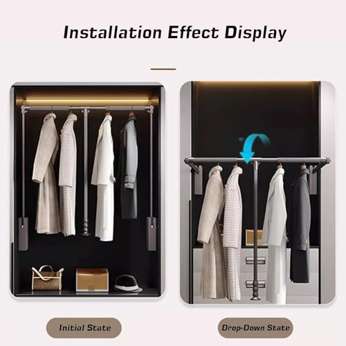 Tringle à vêtements rétractable penderie escamotable dressing charge lourde - 7