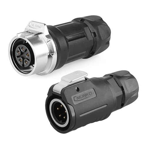CNLINKO LP-16 5 PIN Industrial Waterproof Connector, IP68 Circular Connector, PBT Plastic Shell Quick Plug Aviation Connector M16 Male Plug and Female Plug (5 Pin）