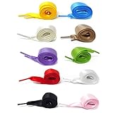 HONBAY 10 Pairs of Flat Colorful Silk Satin Ribbon Shoelaces Wide Shoelaces Colorful Fashion Shoe Laces Soft Casual Shoe Strings, 2x120cm/0.79x47inch - 10 Colors
