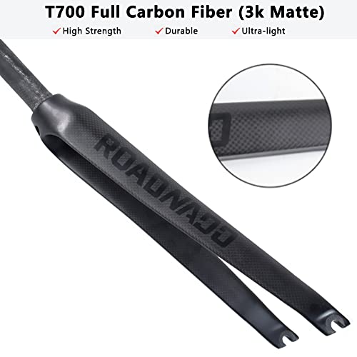 ROADNADO 700C Road Bike Fork Carbon Fiber Rigid Fork 700C*23/25MM 28.6mm Carbon Fiber Bicycle Fork Ultralight Front Forks for Road Bike Matte/Glossy Black