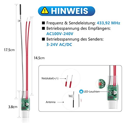 Satisure Funksignal Weiterleitung, Türklingel Weiterleitung Funk Klingelanlagen Funkkonverter