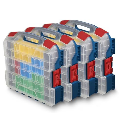 W-BOXX 102 Professional Blau inkl. Insetboxes 4er Set | Sortimentskasten L-Case | Schraubenbox Aufbewahrung mit transparentem Deckel | von L-BOXX