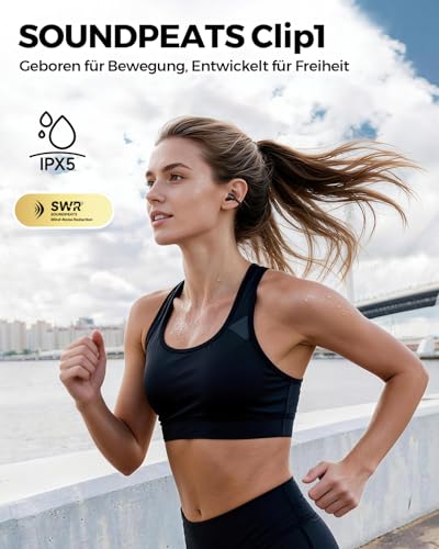 SoundPEATS Clip1 Open Ear Clip On Kopfhörer, Titaniumschwarz – Ansicht 5