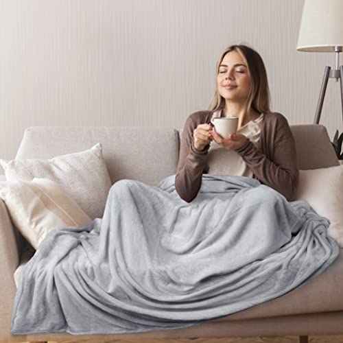 Pavilia Fleece Blanket Throw | Super Soft, Plush, Luxury Flannel Throw | Lightweight Microfiber Blanket For Sofa Couch Bed (Light Grey, 50X60 Inches) #TOP4
