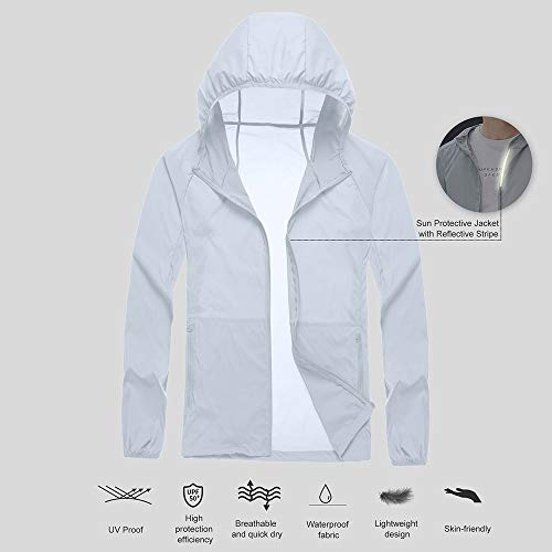 Ajcoflt Homens Sol Roupas de proteção À prova de UV Secagem rápida Fino Respirável Leve Impermeável