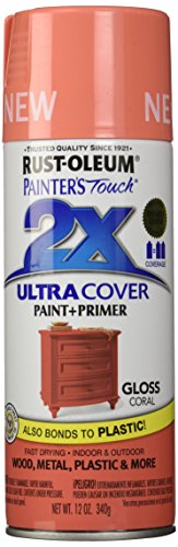 peach spray paint - Rust-Oleum Painter's Touch 2X Ultra Cover, 12 Oz, Gloss Coral - 283189