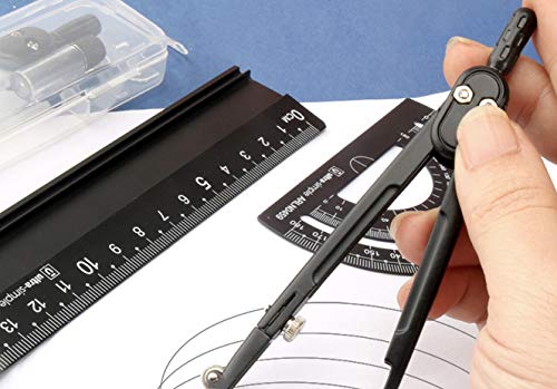 Metall Architekten-Skala Lineal Set - Rodmaie 4 PCS Technisches Zeichnungsset, Mathematik Geometrie Werkzeug, Winkelmesser, Dreieck, Architekten Lineal Set für Schüler