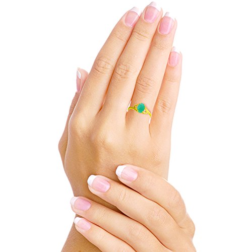 Galaxy Gold Gg 14K Yellow Gold Natural Emerald Ring - Size 6 #TOP1