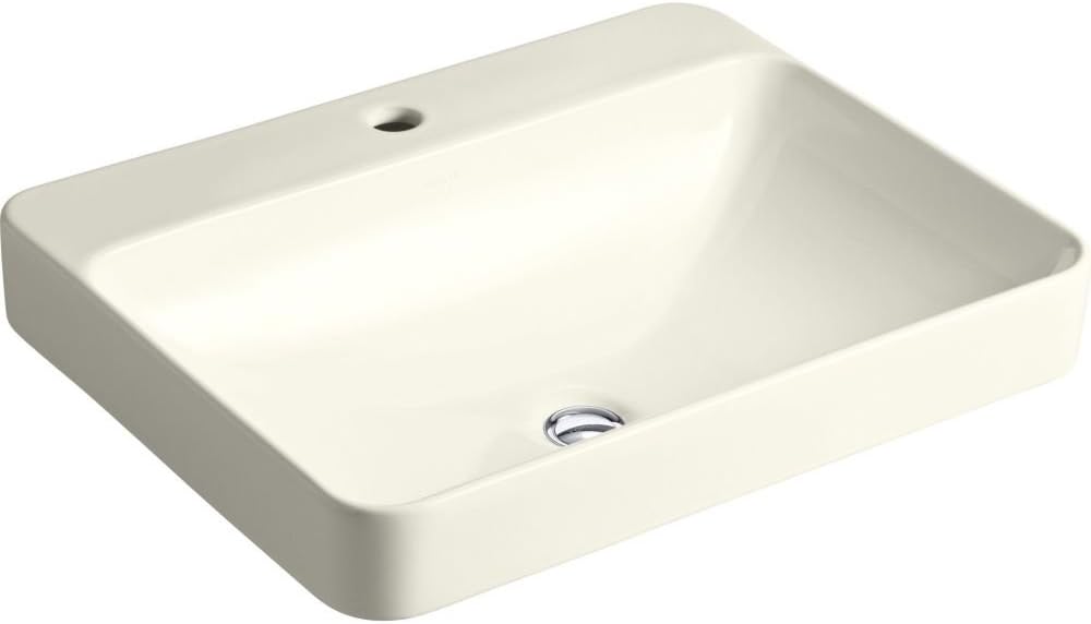 KOHLER K-2660-8-7 Vox Rectangle Vessel Above-Counter Bathroom Sink with 8-Inch Widespread Faucet Holes, Black