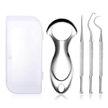 Stainless Steel Tongue Scrapers,Oral Care Kit Tongue Cleaner Tongue Scraper With Case,1 Pack Tongue Scraper Cleaner and 3Pack Mini Dental Pick.