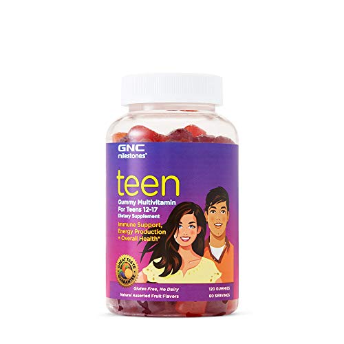 GNC Milestones Teen Gummy Multivitamin for Teens 12-17 - Assorted Fruit, 120 Gummies, Supports Energy Production and Immunity