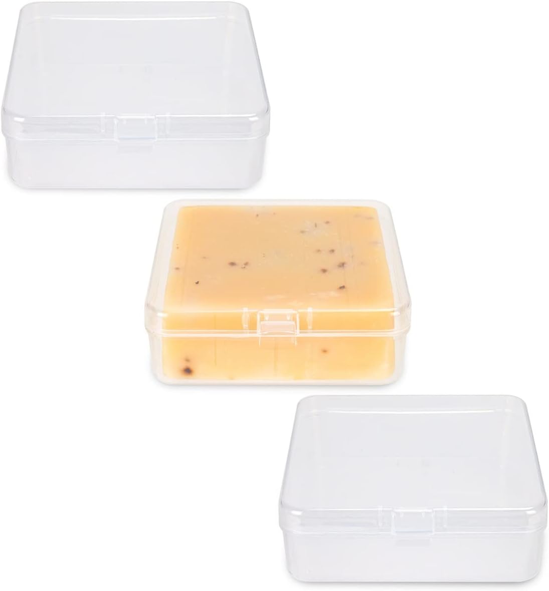 Travel Soap Container Square, Soap Box Holder Portable Storage Rack for Camping Shower Gym Outdoor Hiking Bathroom Square Soap Dish Elimeta (3, Clear)