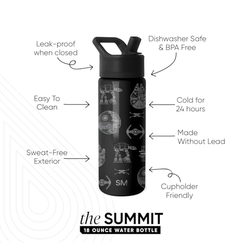 Image of Simple Modern Kids Summit Water Bottle with Straw Lid | Star Wars 18oz Stainless Steel Cup Insulated Tumbler for Boys, School | Vehicle Schematics