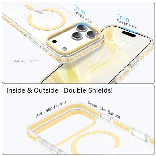 Coque iPhone 17 Pro Max MagSafe antichoc transparente et jaune GaoBao
