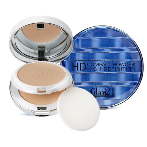 Image of Glam21 inch2 In 1 inch HD Compact Powder | Oil-Free Formula | 12 Hrs Long-Lasting Freshness | Natural Matte Finish | Smooth, Lightweight & Buildable Coverage for Daily Face Makeup, 18gm- Light Medium -02