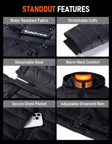 Soleilwear Men's Graphene Heated Puffer Jacket w/ 6 Heating Zones, 16000mAh Battery, Detachable Hood & Storage Bag (S-3XL) $75.99 + Free Shipping +... - image 6