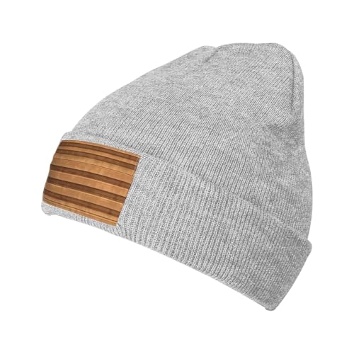 Originelle Skimütze mit Holzstruktur, bedruckt, stylisch, weich, für Herbst und