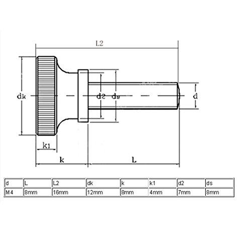 sourcing map 10 Stück M4x8mm Flacher gerändelter Kopf Vollgewinde Daumenschrauben Bolzen DE de