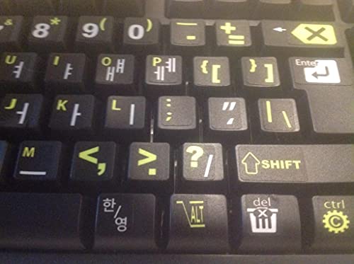 Korean Keyboard Stickers With Bold Bright Inlays. Large Symbols Will Not Wear, Smudge Or Fade. Korean Conversion For All Laptop And Desktop Keyboards Also Free Usb Led Light (White). #TOP2