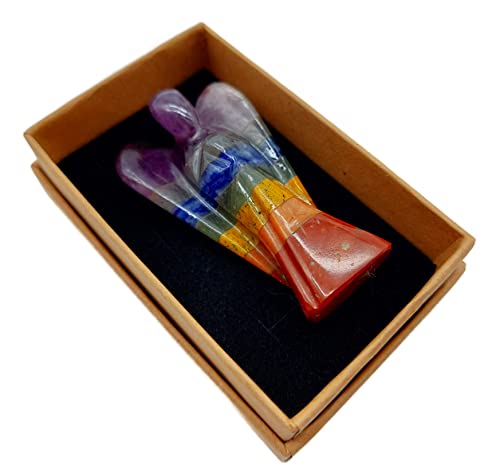 Ángel de la guarda de 7 chakras, 5 cm, piedra curativa con caja de joyería, amor paz, arco iris Cover