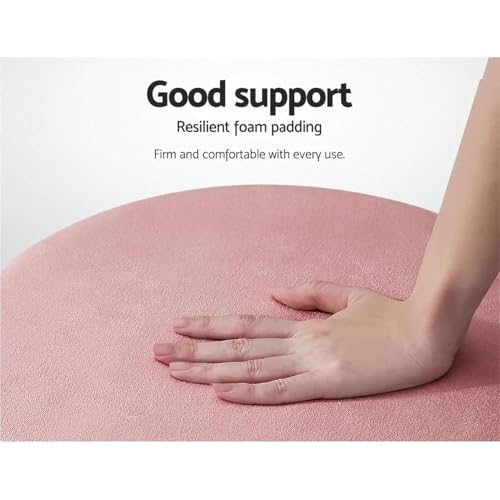 Image of Giftoshopee Velvet Puffy Ottoman Stool, Round Footrest with Diamond Quilting and Gold Base, for Living Room, Bedroom and Dressing Area (Pink)