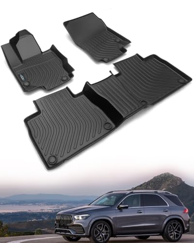 Icyhaws® Floor Mats for Benz GLE 2020-2024 2025 350/43 AMG/ 450/53 AMG/ 580/63 AMG S(Not for Coupe), All-Weather TPE Waterproof Car Floor Liners Automotive Accessories Front Rear Row