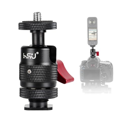 HSU Aluminum Alloy Cold Shoe Adapter for Action Cameras, Angle Adjustable Tripod Mount Adapter for Insta360 X4 X3 X2 ONE