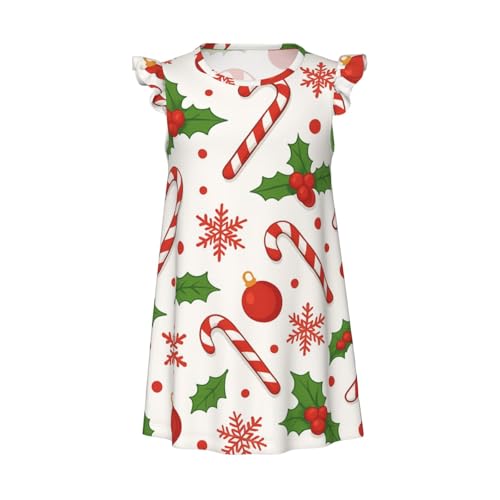 Augenstern Flutter Sleeve Nightgown Pajama Gown Christmas Snowflake Candy Cane Easy Pull-On Sleepwear Nightdress