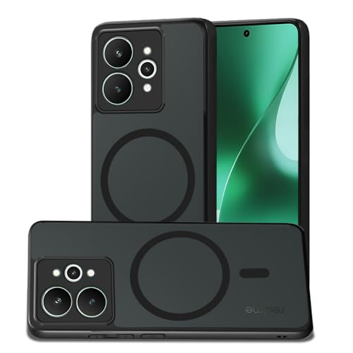 Image of AESTMO Realme 15 5G Back Cover | 360 Protection | Matte Frosted Hard Back Translucent | Compatible with MagSafe Accessories (MagSafe Matte Hard Black Bumber)